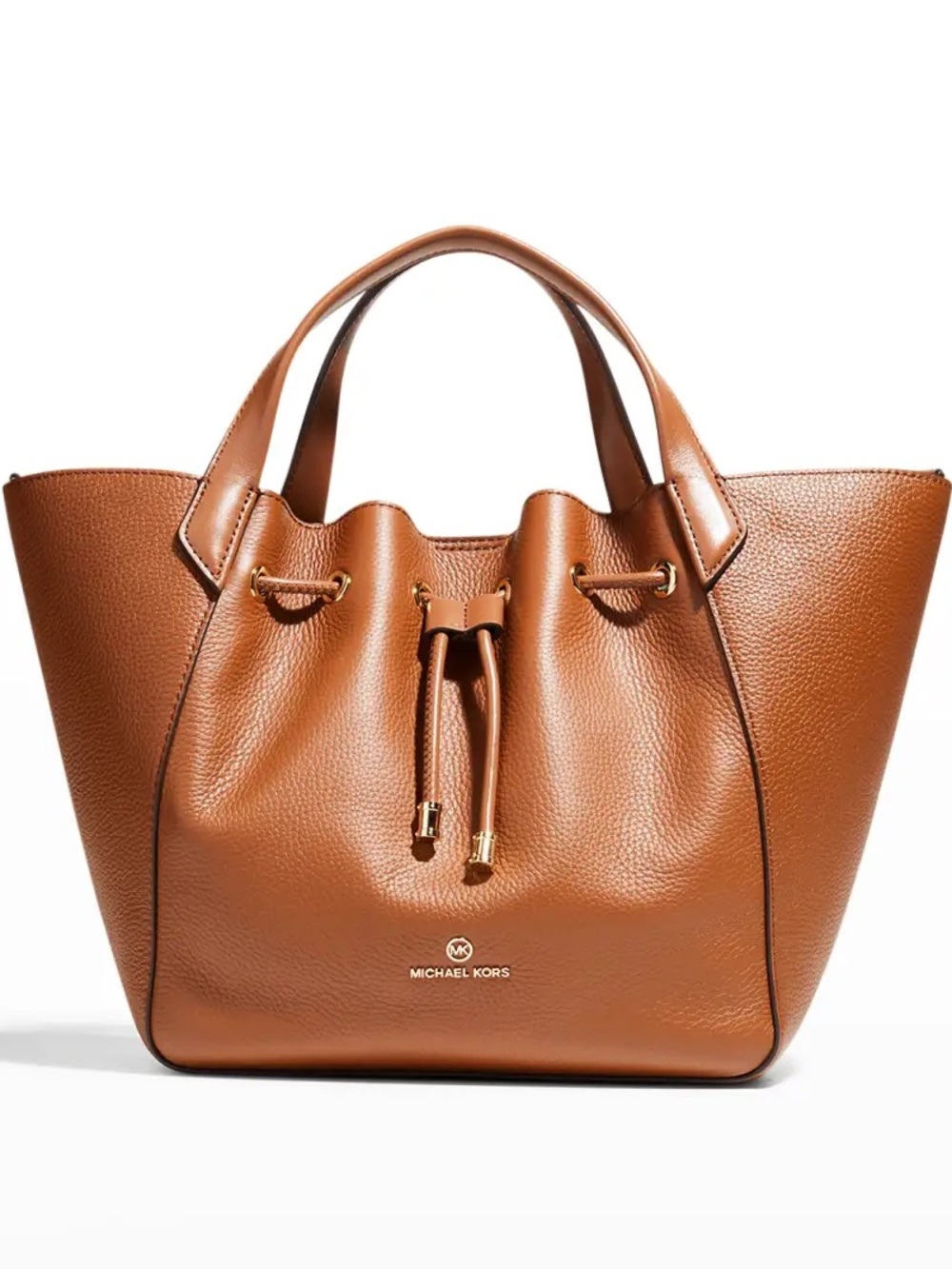 Michael Kors Tan Pebbled Leather Drawstring Satchel